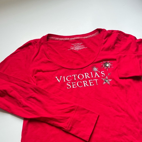 🩷VICTORIA SECRET LONG SLEEVE DRESS PAJAMAS RED SPARKLE SIZE SMALL COZY LOUNGE - Picture 6 of 13